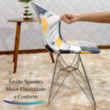 Confira as medidas da Capa para Cadeira Eiffel Spandex Mármore Cinzaantes de comprar