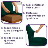Foto vitrine capa para cadeira veludo verde