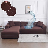 Veja os detalhes da Capa de Sofá de Canto Spandex Special Impermeável Tabaco da Charme