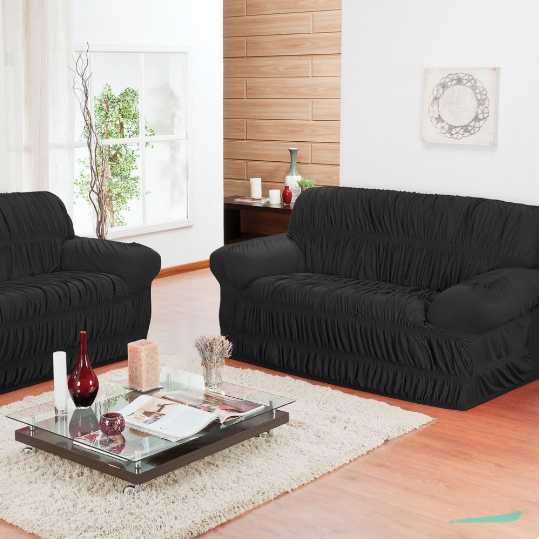 Conheça a Capa de Sofá Elasticada Elegance Preto da Chame do Detalhe
