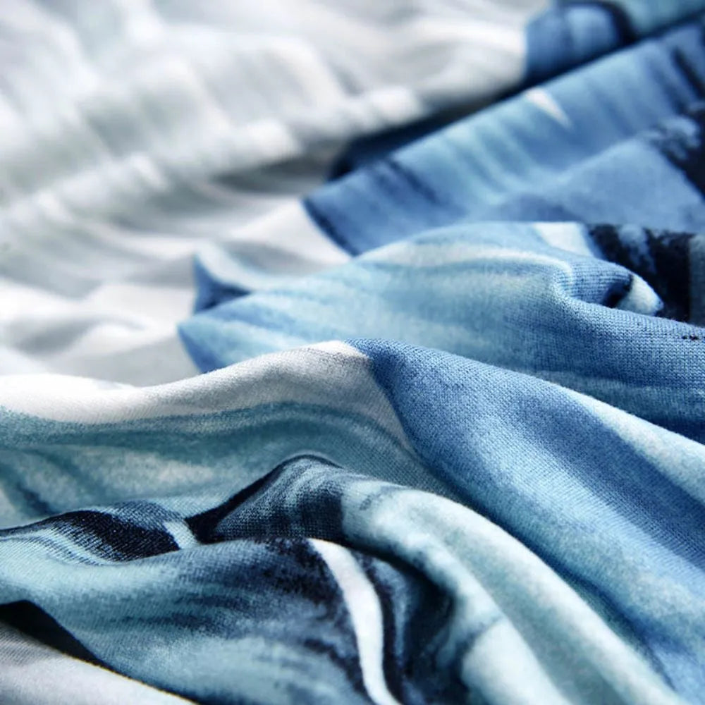 Detalhes da Capa de Sofá Spandex Special Folha Azul do Detalhe
