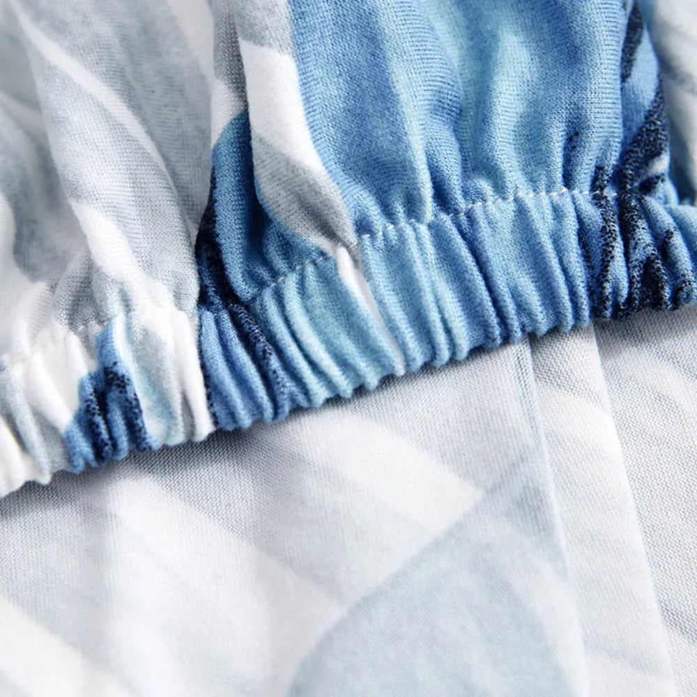 Conheça a Capa de Sofá Spandex Special Folha Azul da Chame do Detalhe