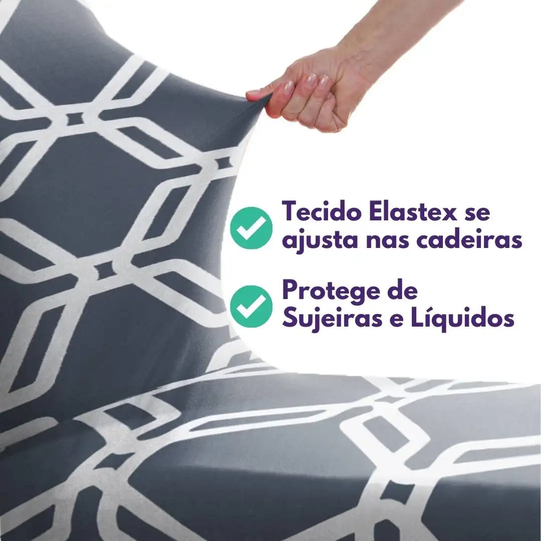 Foto vitrine capa para cadeira elastex geo chumbo