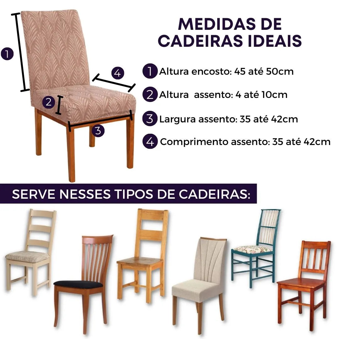 Confira as medidas da Capa para Cadeira Boutique Caribe  Caramelo antes de comprar