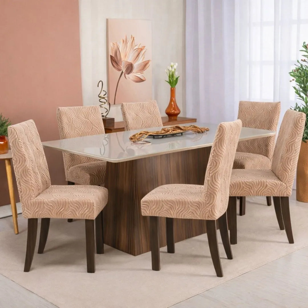 Veja detalhes lindos Capa para Cadeira Boutique Tejo Caramelo da Charme