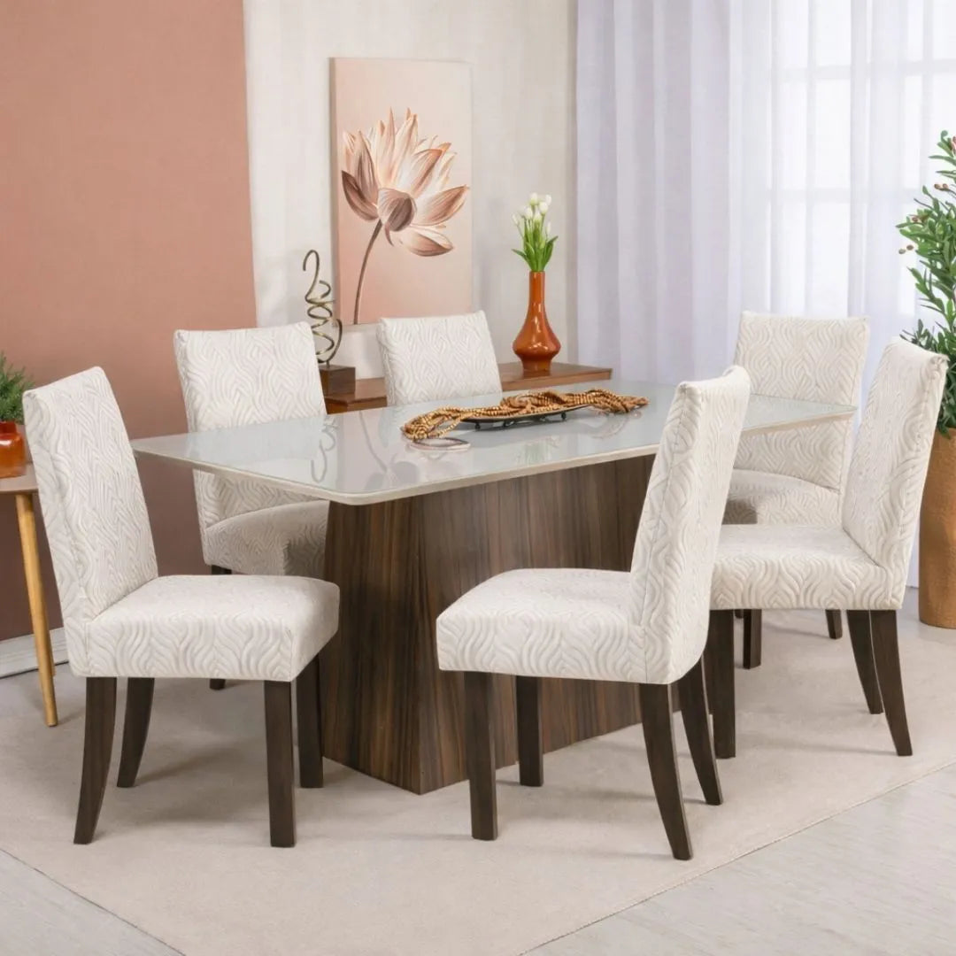 Veja detalhes lindos Capa para Cadeira Boutique Tejo Bege da Charme