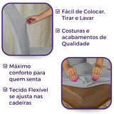 Foto vitrine capa para cadeira suede cinza claro