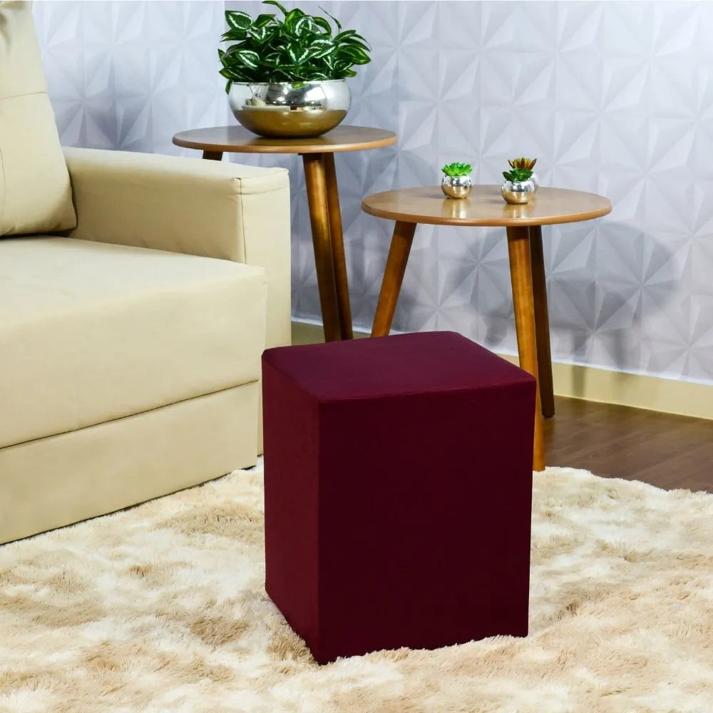 Kit 2 Capa para Puff Quadrado - Marsala e Alstromerias