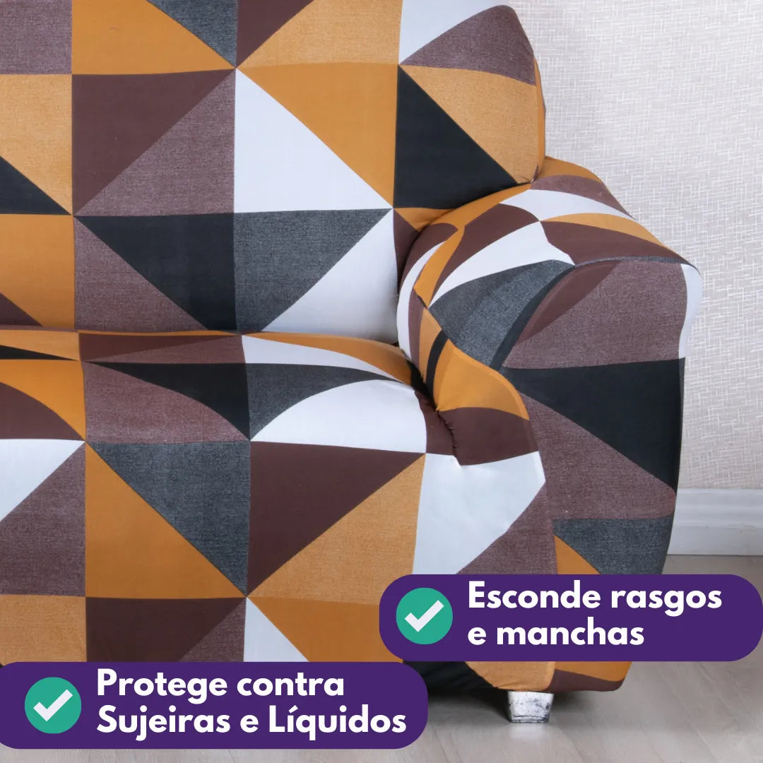 Veja detalhes lindos de capa para sofá Geo Retro da Charme