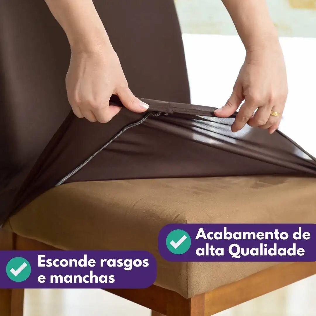 Foto vitrine capa para cadeira marrom tabaco
