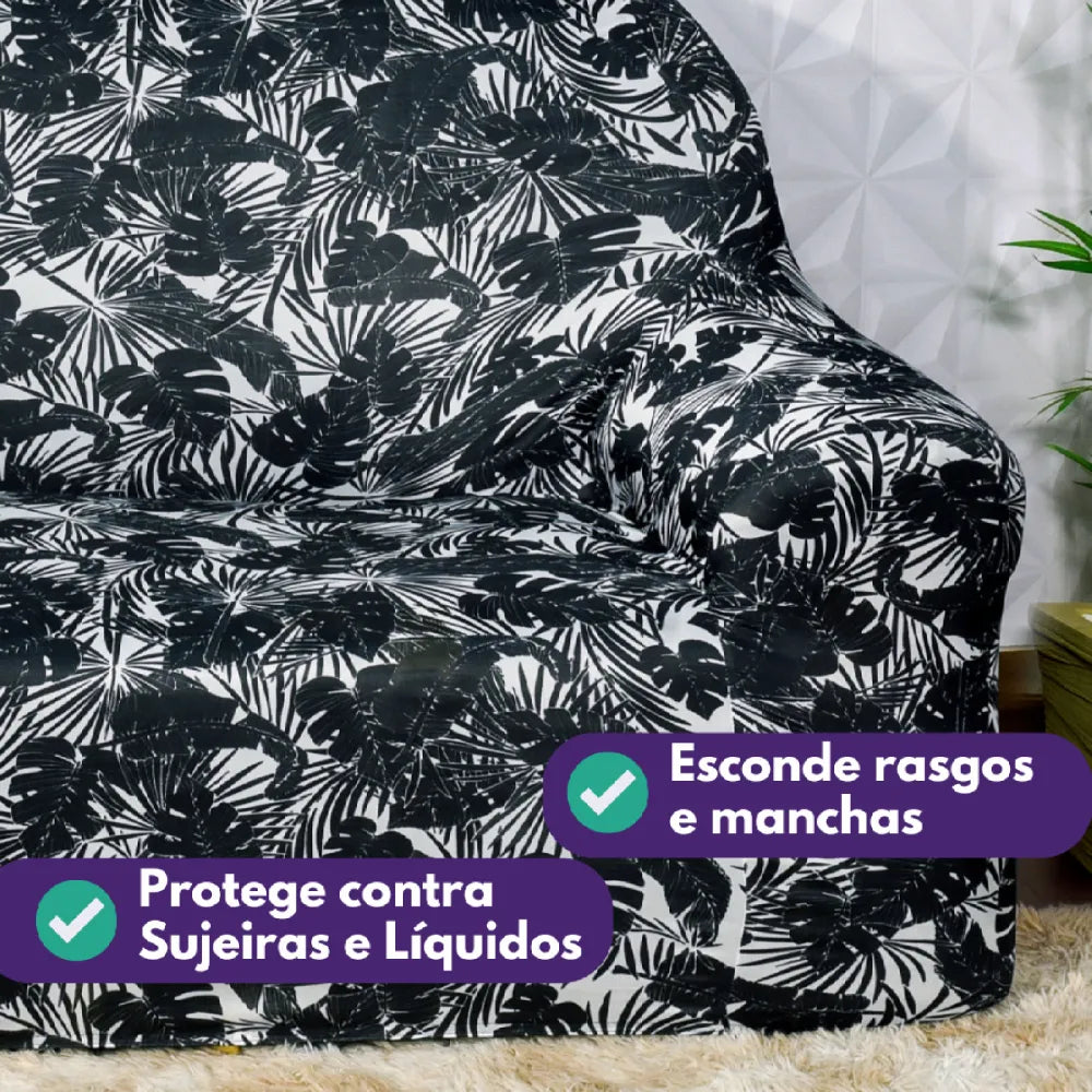 Veja detalhes lindos de capa de sofá Black Flower da Charme