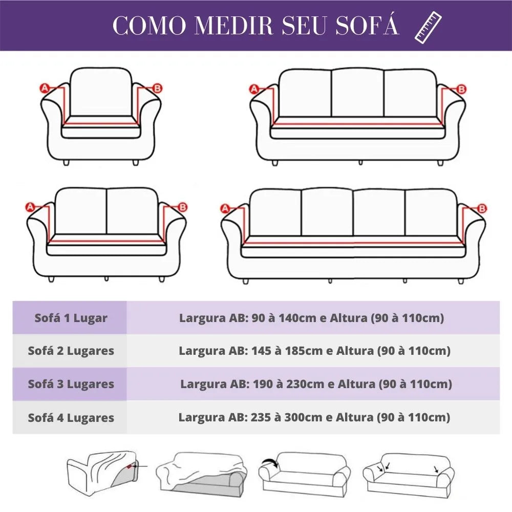 Capa de Sofá Special Confort Grid - Cinza Claro