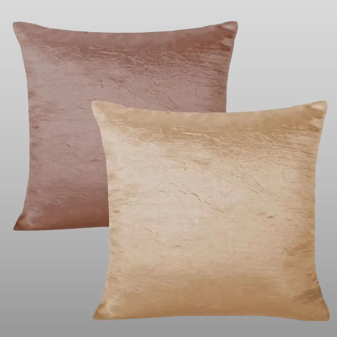 Kit 2 Capas Almofada Cetim Avelã/Dourado - Oferta Cross