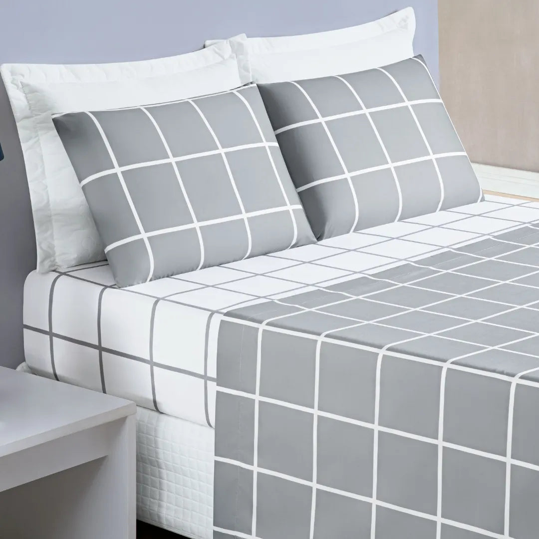 Foto do Jogo de Cama Austin Cinza Vários Tamanhos da Chame do Detalhe muito bonita