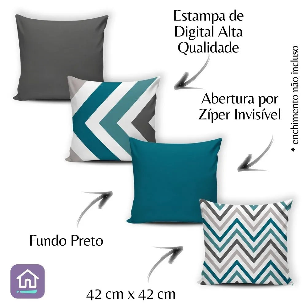 Kit 4 Capas de Almofadas Modern Print - Capri