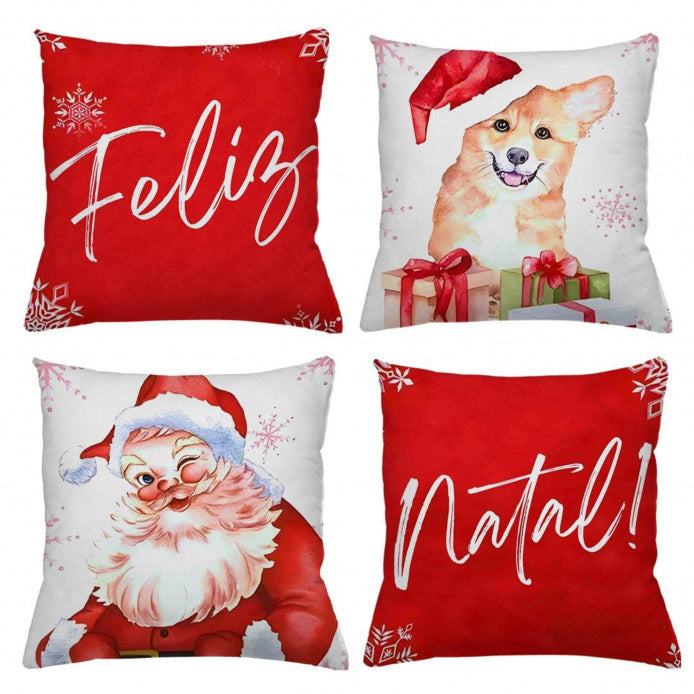 Foto do Kit 4 Capas de Almofadas Natal Boas Festas muito bonita
