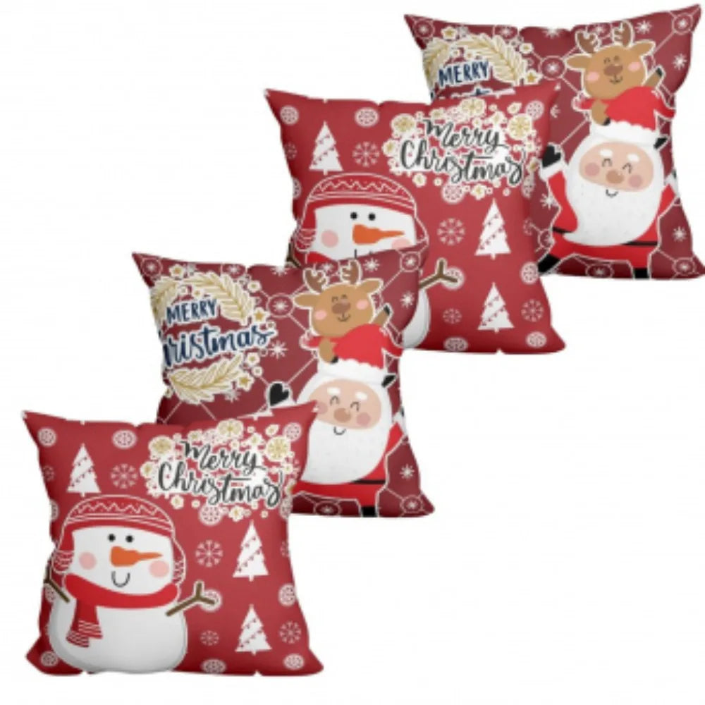Conheça o Kit 4 Capas de Almofada Natal Merry Christimas da Chame do Detalhe