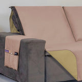 Protetor Sofá Retrátil 3 Módulos Impermeável Dupla Face Caqui-Palha