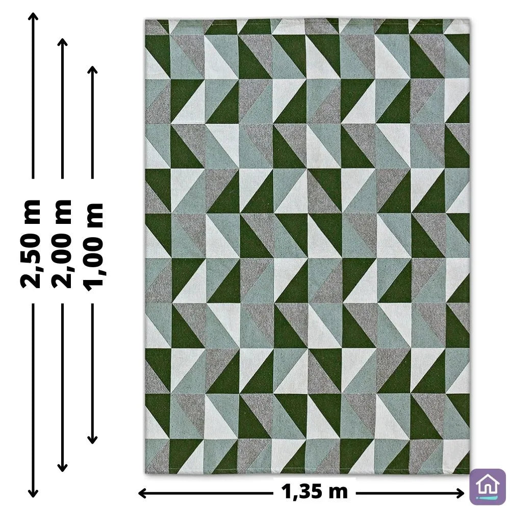 Confira as medidas do Tapete Jacquard Lozango Verde antes de comprar