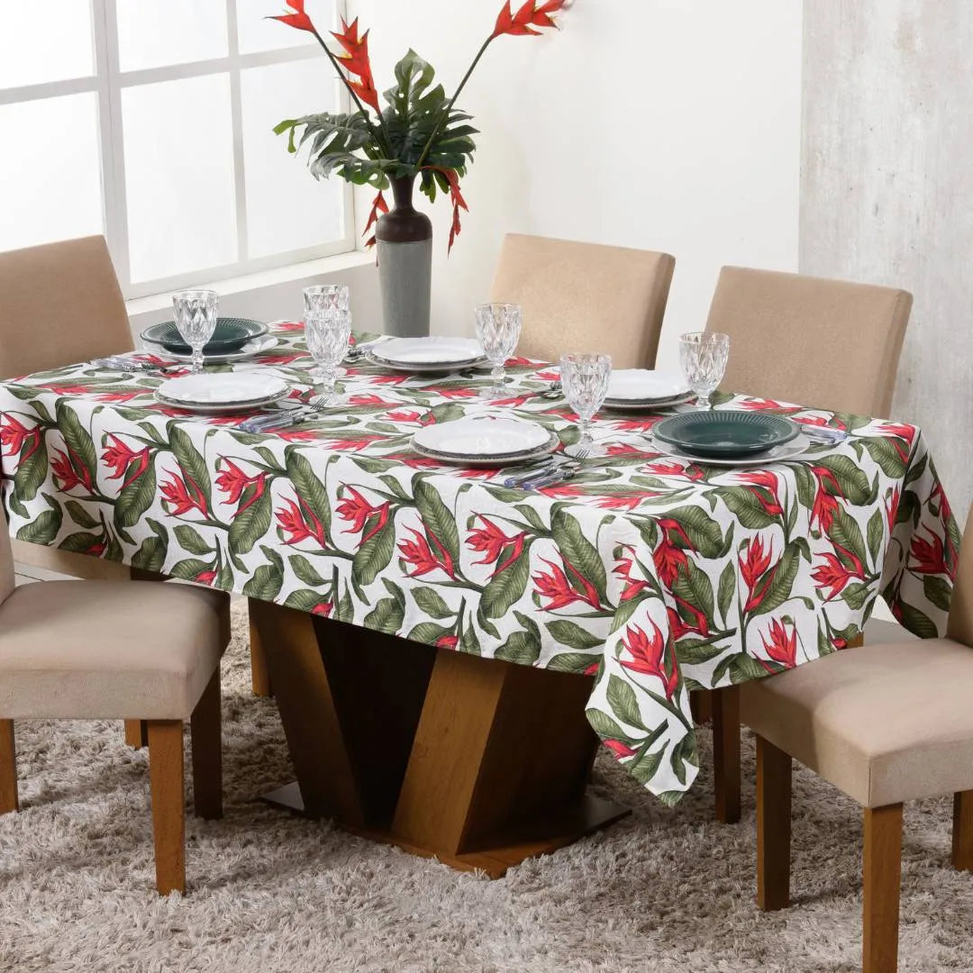 Fotos da Toalha de Mesa Jacquard Flor Vermelha muito bonita