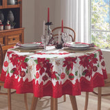 Foto da Toalha de Mesa Natalina Redonda Vermelho da Chame do Detalhe muito bonita