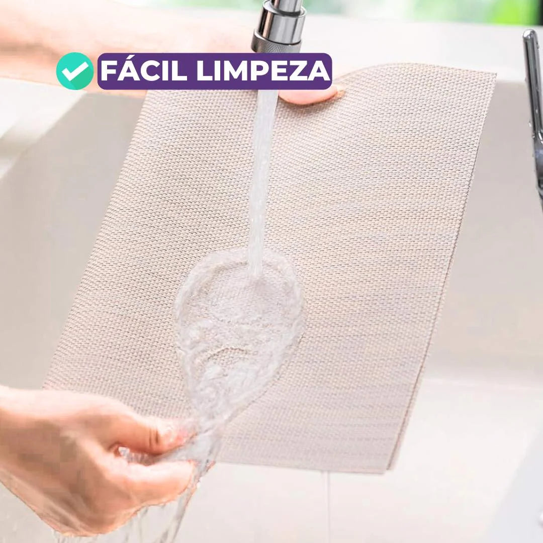 Jogo Americano Retangular Dupla Face Impermeável - Mescla Creme